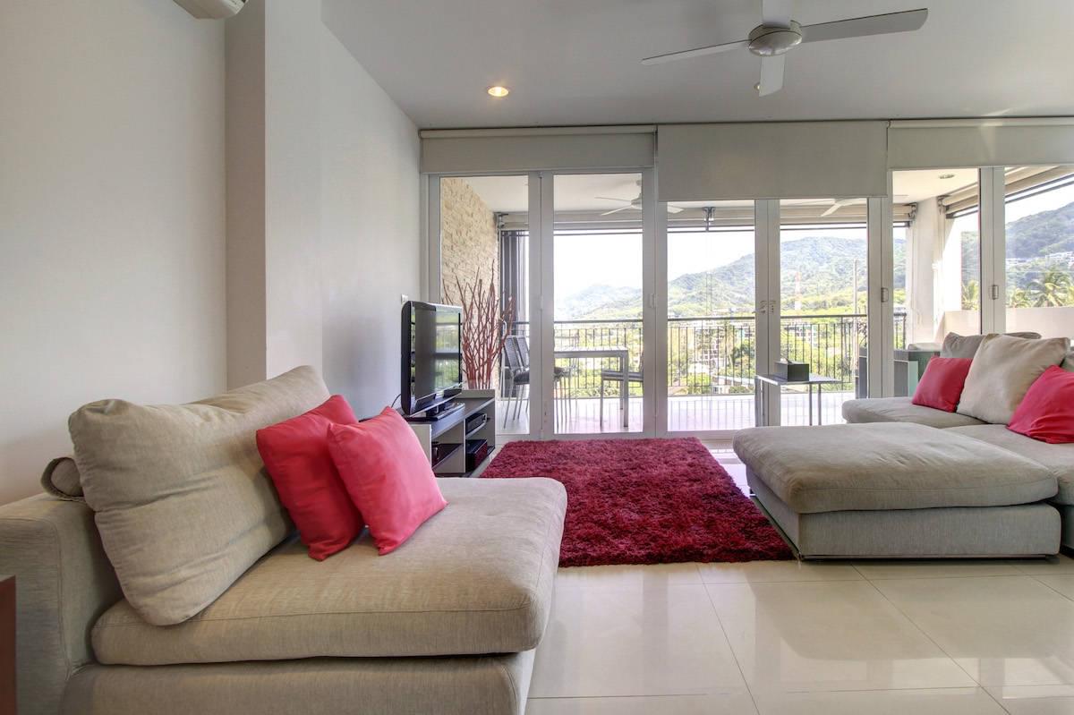 Комфортабельные апартаменты с 2 спальнями и с видом на горы в проекте Сурин Парк, на пляже Сурин