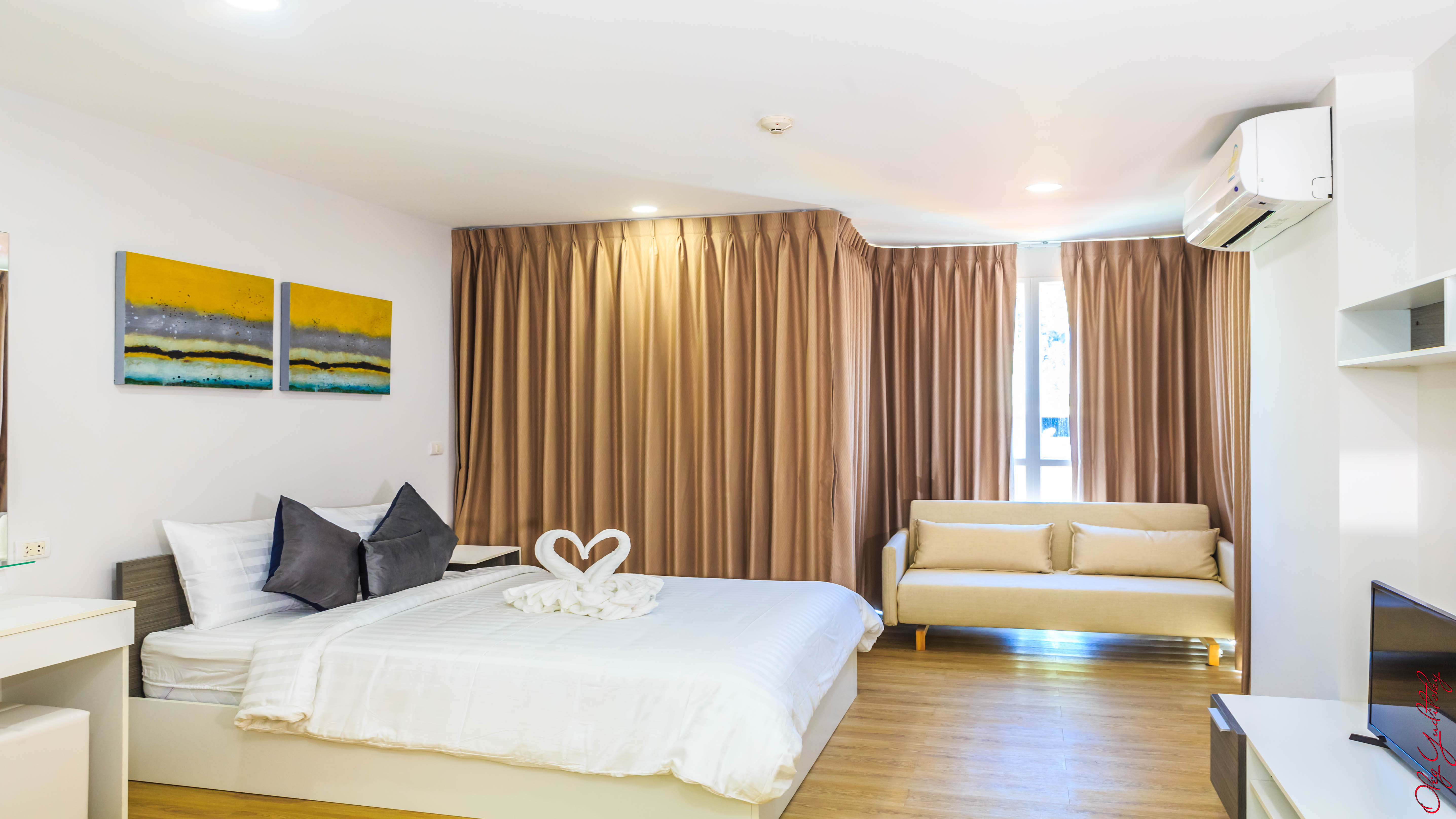 Модные апартаменты с 1 спальней и с видом на город в проекте Ката Озон, на пляже Ката