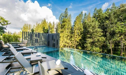 Cтильные апартаменты с 1 спальней и с видом на сад в проекте Хилл Майна, на пляже Сурин