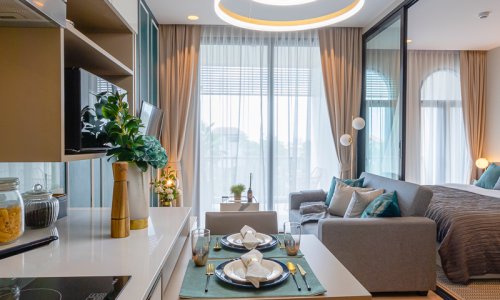 Сказочные апартаменты с 1 спальней и с видом на горы в проекте Пальметто Парк, на пляже Карон