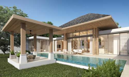 Комфортабельная вилла с 5 спальнями и с видом на бассейн в проекте Озон Кампус, на пляже Бангтао/Лагуна