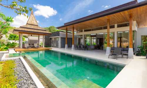 Cтильная вилла с 3 спальнями и с видом на бассейн в проекте Ботаника Лейксайд II, на пляже Лаян 