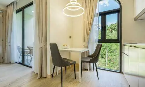 Удобные апартаменты с 1 спальней и с видом на горы в проекте Пальметто Парк, на пляже Карон