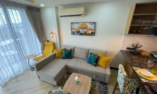 Апартаменты с 1 спальней и с видом на море в проекте Калипсо Гарден, район Равай