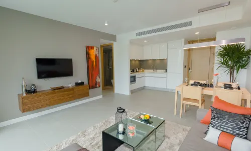 Cтильные апартаменты с 2 спальнями и с видом на город в проекте Оушен Стоун, на пляже Бангтао/Лагуна