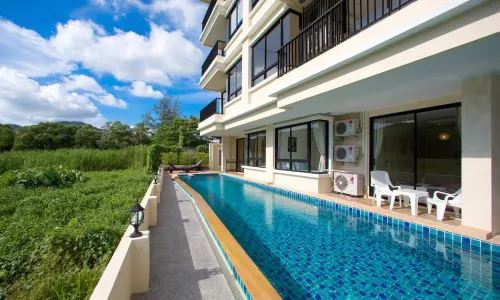 Удобные апартаменты с 2 спальнями и с видом на бассейн в проекте Лаго, на пляже Найхарн