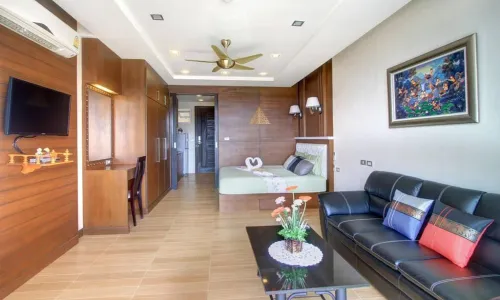 Комфортабельные апартаменты с 1 спальней и с видом на город в проекте Си энд Cкай, на пляже Карон