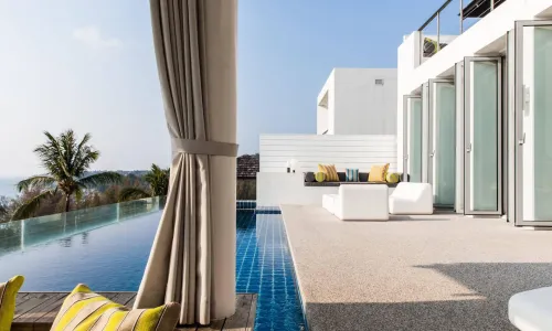 Прекрасная вилла с 3 спальнями и с видом на море в проекте Сурин Хайтс, на пляже Сурин