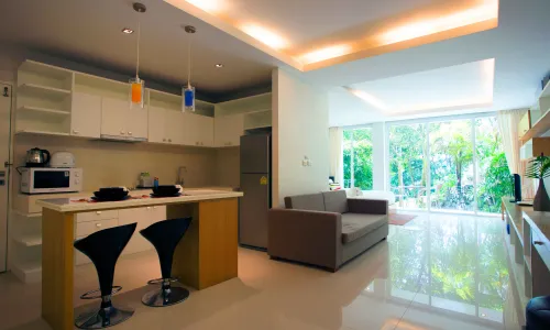 Прекрасные апартаменты с 1 спальней и с видом на горы в проекте Зе Tрис резиденс, на пляже Камала 